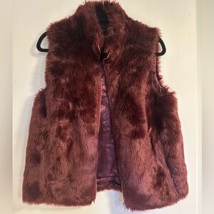 J. Crew Plush Faux Fur Vest in Wine